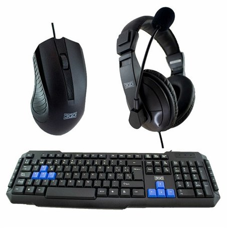 Pack Gaming 3GO COMBODRILEH2 Noir Multicouleur Espagnol Qwerty