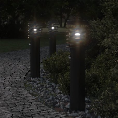 vidaXL Lampadaire d'extérieur avec capteur noir 60 cm acier inoxydable