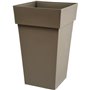 EDA Pot de fleur haut carré Toscane - 39 x 39 x H 65 cm - 62 L - Taupe