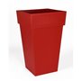 EDA Pot de fleur haut carré Toscane - 39 x 39 x H 65 cm - 62 L - Rouge rubis