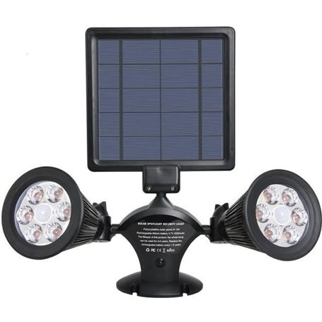 LUMISKY Projecteur double spot solaire extérieur étanche avec détecteur- 12 LEDs - 600 Lm