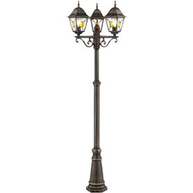 Lampadaire extérieur JANEL - BRILLIANT - noir doré - métal/verre - 3x60W - IP44