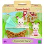 Figurines miniatures - SYLVANIAN FAMILIES - Les jumeaux Lapin Chocolat et leur poussette double