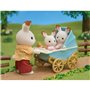 Figurines miniatures - SYLVANIAN FAMILIES - Les jumeaux Lapin Chocolat et leur poussette double