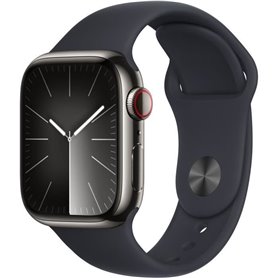 Apple Watch Series 9 GPS + Cellular - 41mm - Boîtier Acier Graphite - Bracelet Midnight Sport Band - S/M