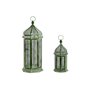 Lanternes Home ESPRIT Vert Métal Oriental 23 x 23 x 57 cm (2 Pièces)