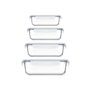 Ensemble de Boîtes à Lunch Transparent Silicone Verre Borosilicaté (4 Unités)