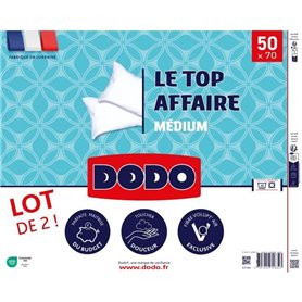 Lot de 2 oreillers - DODO - MEDIUM - Top Affaire 50 x 70 cm - Pour 2 personnes - Blanc