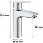 Mitigeur monocommande Lavabo GROHE - Taille M - Economie d'eau - Chromé