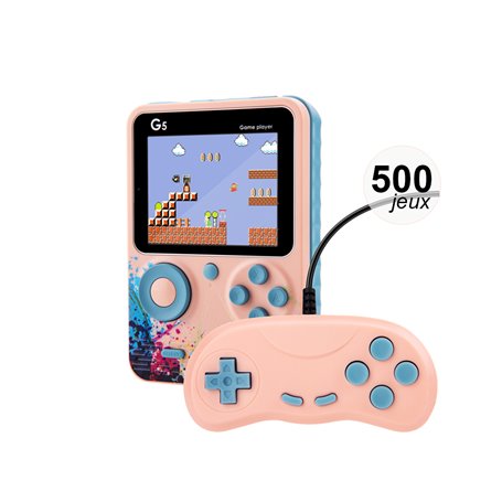 Console émulateur 500 jeux avec manette multijoueurs - Modèle StreetArt - Rose