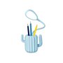 Pot à crayons avec éclairage LED ajustable - Modèle Cactus - Bleu
