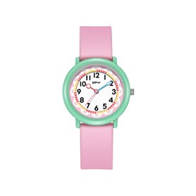 Montre enfant étanche à quartz - Modèle Flex - Rose/Verte