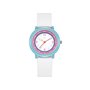 Montre enfant étanche à quartz - Modèle Flex - Blanche/Cyan