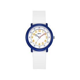 Montre enfant étanche à quartz - Modèle Flex - Blanche/Bleue