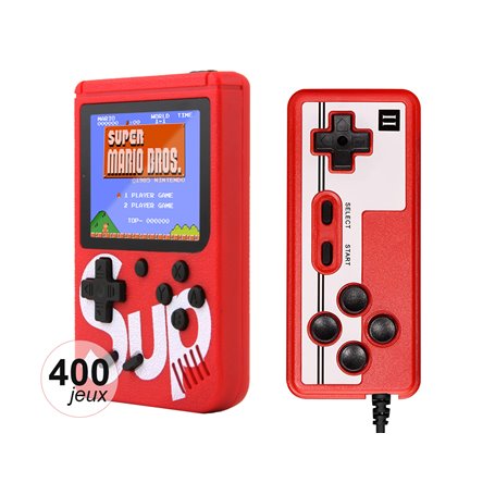 Console émulateur 400 jeux avec manette multijoueurs - Modèle Sup - Rouge