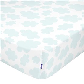 Drap housse HappyFriday MR FOX Blanc 70 x 140 x 14 cm Nuages