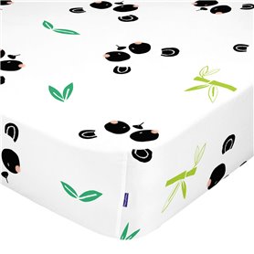 Drap housse HappyFriday Moshi Moshi Panda Garden Multicouleur 90 x 200 x 32 cm