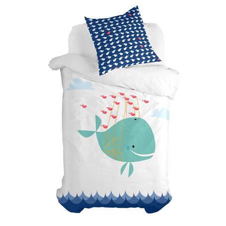 Parure de couette HappyFriday Moshi Moshi Whale Multicouleur Lit 1 persone 2 Pièces