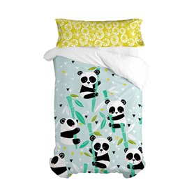 Parure de couette HappyFriday Moshi Moshi Panda Garden Blue Bleu Lit 1 persone 2 Pièces