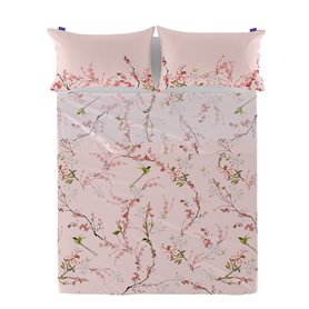 Drap HappyFriday Chinoiserie rose Multicouleur 260 x 270 cm (asiatico/oriental)