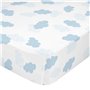 Drap housse HappyFriday BASIC KIDS Bleu 60 x 120 x 14 cm Nuages