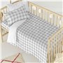 Parure de couette HappyFriday Basic Kids Gris Lit de bébé Vichy 2 Pièces