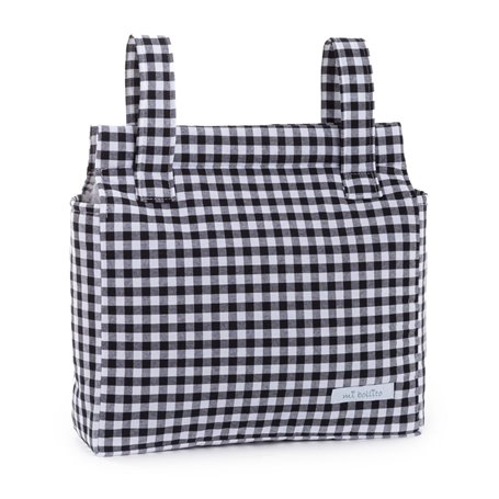 Sac organisateur pour poussette de bébé Mi bollito Noir Vichy 10 x 35 x 35 cm