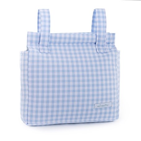 Sac organisateur pour poussette de bébé Mi bollito Bleu Vichy 10 x 35 x 35 cm