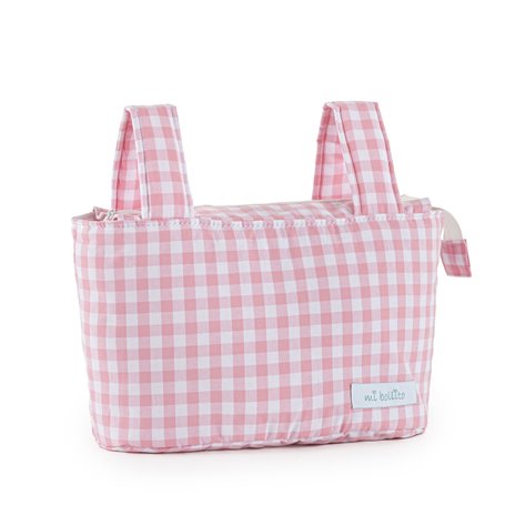 Sac organisateur pour poussette de bébé Mi bollito Rose Vichy 15 x 18 x 45 cm