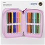 Pochette à crayons triple Minnie Mouse Fuchsia 12,5 x 6,5 x 19,5 cm