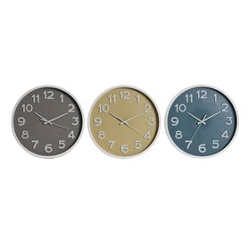 Horloge Murale Home ESPRIT Bleu Blanc Rose Moutarde PVC 30 x 4 x 30 cm (3 Unités)