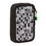 Plumier double Minecraft Noir Vert Gris 12.5 x 19.5 x 4 cm (28 Pièces)