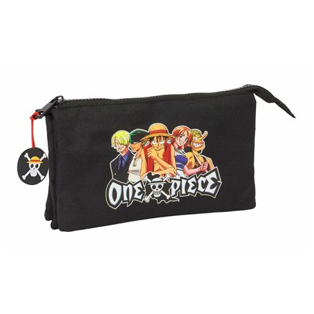 Trousse Fourre-Tout Triple One Piece Noir 22 x 12 x 3 cm