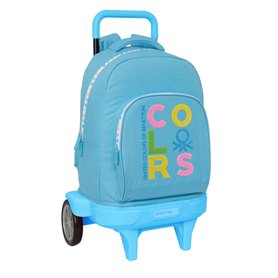 Cartable à roulettes Benetton Spring Bleu ciel 33 X 45 X 22 cm