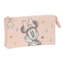 Trousse Fourre-Tout Triple Minnie Mouse Baby Rose 22 x 12 x 3 cm