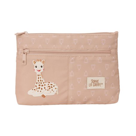 Trousse Fourre-Tout Double Sophie la Girafe Beige 23 x 16 x 3 cm