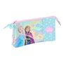 Trousse Fourre-Tout Triple Frozen Cool days Violet Bleu ciel 22 x 12 x 3 cm