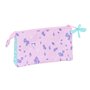 Trousse Fourre-Tout Triple Frozen Cool days Violet Bleu ciel 22 x 12 x 3 cm