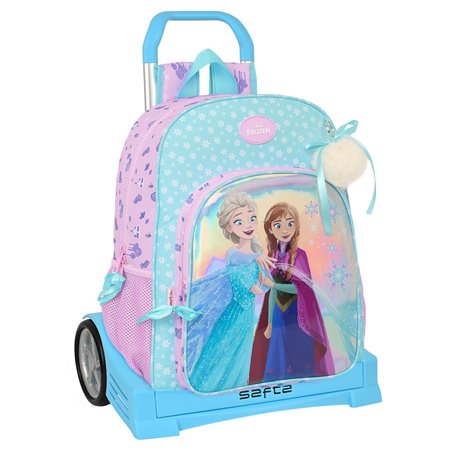 Cartable à roulettes Frozen Cool days Violet Bleu ciel 33 x 42 x 14 cm