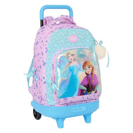 Cartable à roulettes Frozen Cool days Violet Bleu ciel 33 x 45 x 22 cm