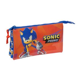 Trousse Fourre-Tout Triple Sonic Prime Bleu 22 x 12 x 3 cm