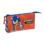 Trousse Fourre-Tout Triple Sonic Prime Bleu 22 x 12 x 3 cm