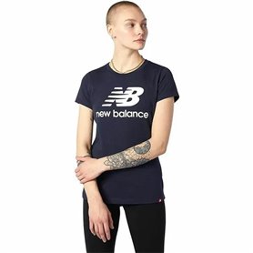 T-shirt à manches courtes femme New Balance Essentials Stacked Logo Bleu (L)