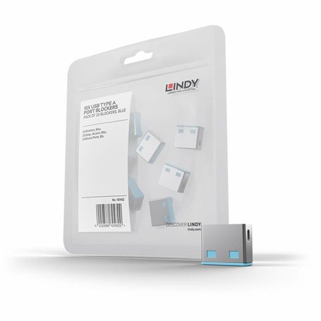 Lindy 40462 bloqueur de port USB Type-A Bleu Acrylonitrile-Butadiène-Styrène (ABS) 10 pièce(s)