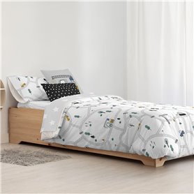 Housse de Couette Kids&Cotton Brail Blanc 175 Fils 180 x 220 cm