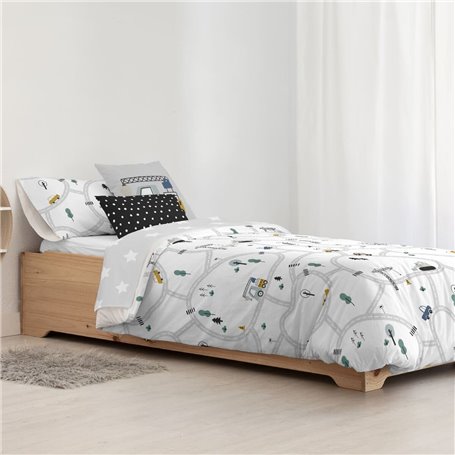 Housse de Couette Kids&Cotton Brail Blanc 175 Fils 180 x 220 cm