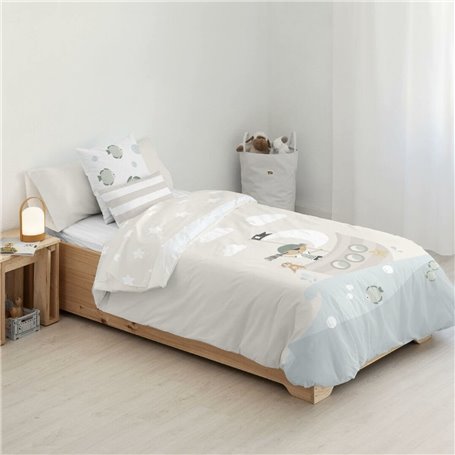 Housse de Couette Kids&Cotton Farid Beige 175 Fils 180 x 220 cm