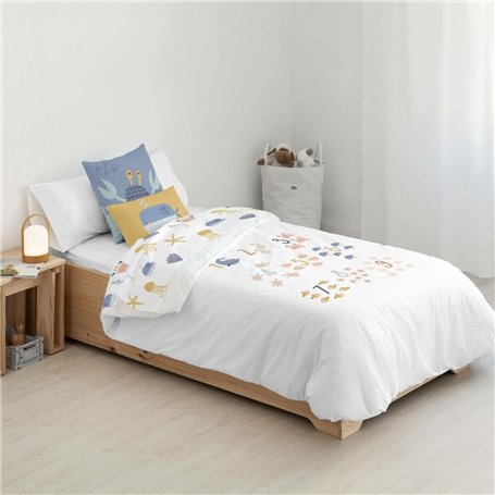 Housse de Couette Kids&Cotton Vikram Blanc 175 Fils 180 x 220 cm