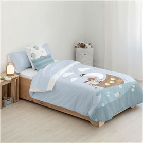 Housse de Couette Kids&Cotton Farid Bleu 175 Fils 180 x 220 cm