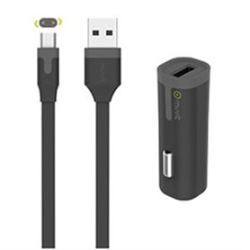 TAB PACK CHARGEUR VOITURE 1USB+CABLE 1A USB/MICRO-USB 1M NOIR